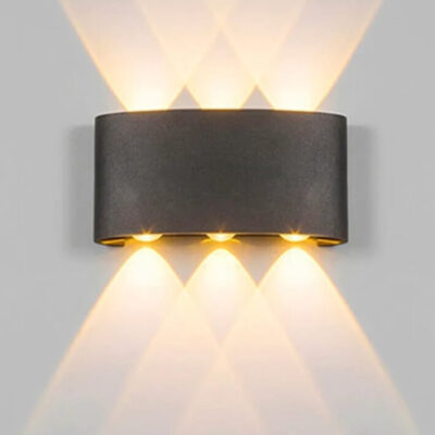 Arandela 6W branca e preta 3 fachos quente 3000K