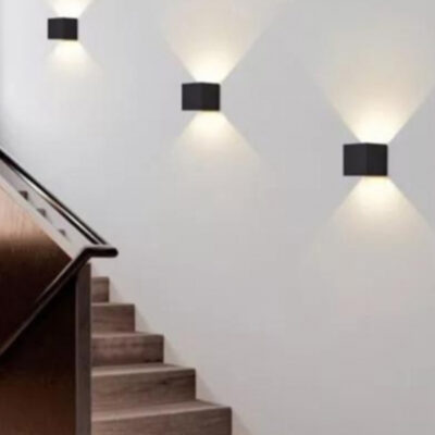 Mini Arandela 3W Preta e Branca com Aletas