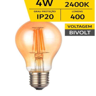 Lâmpada Vintage LED A60 4 W E27 2.400K Bco. Quente