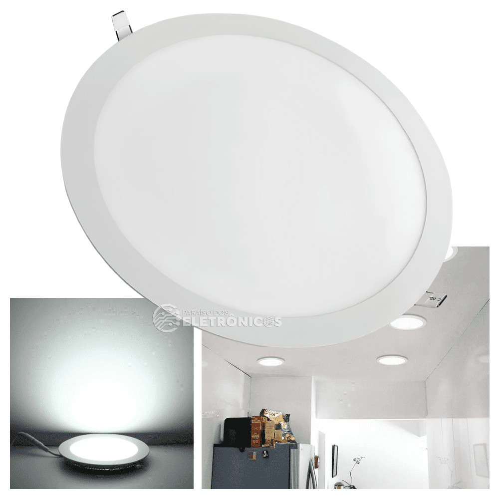 Painel LED Embutir Redondo 3000k 18w Quente