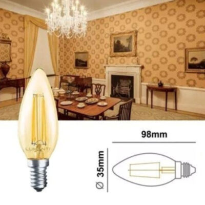 Lâmpada LED Vela Vintage 2W E14 127 ou 220V Bco. Quente